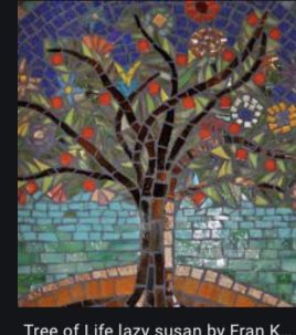 Mosaic Lazy Susan, Mosaic Tree Art, Tree Of Life Mosaic, Mosaic Trees, Mosaic Tree, Mosaic Windows, Tree Mosaic, Mosaic Furniture, Mosaic Art Diy