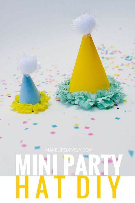 Mini Party Hats DIY Tutorial.  Make tiny party hats for your next party! Party Hats Diy Template, Diy Birthday Party Hats, Party Hats Diy, Diy Tea Party Hats, Party Hat Pattern, Party Hat Craft, Mermaid Party Hats, Unicorn Party Hats, Mini Party Hats