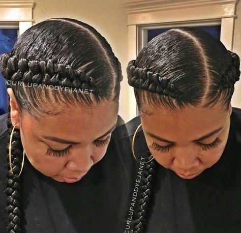 Two Cornrow Braids Natural Hair, Two French Braids For Black Women, 2 Cornrows Braids For Black Women, Two Cornrows Braids For Black Women, Cornrow Extensions, 2 Feedin Braids, 2 Goddess Braids, Two Braids Hairstyle Black Women, 2 Cornrow Braids