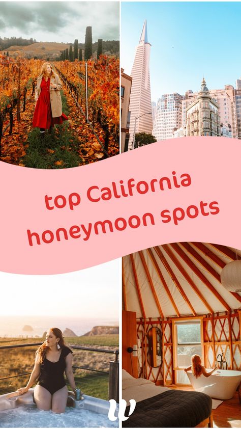 One of the most underrated honeymoon destinations in the world has got to be, without a doubt, California. Right here in the US of A. California is known for its beaches, hikes, amazing city life, and bougie AF resorts. Besides bang for your buck, there are a couple other key reasons to stick in the US and hit up the golden state for your honeymoon. For one, California is absolutely huge, so there is something for every type of honeymooner. Places To Honeymoon, California Honeymoon, Romantic Places, Bucket List Destinations, Got To Be, Honeymoon Destinations, California Travel, Golden State, Travel Bucket List