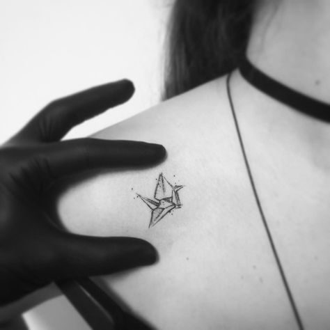 Paper Crane Tattoo, Friends Tattoo, Crane Tattoo, Harmony Design, Elegant Tattoos, Friend Tattoos, Tattoo Inspo, Japanese Tattoo, Deathly Hallows Tattoo