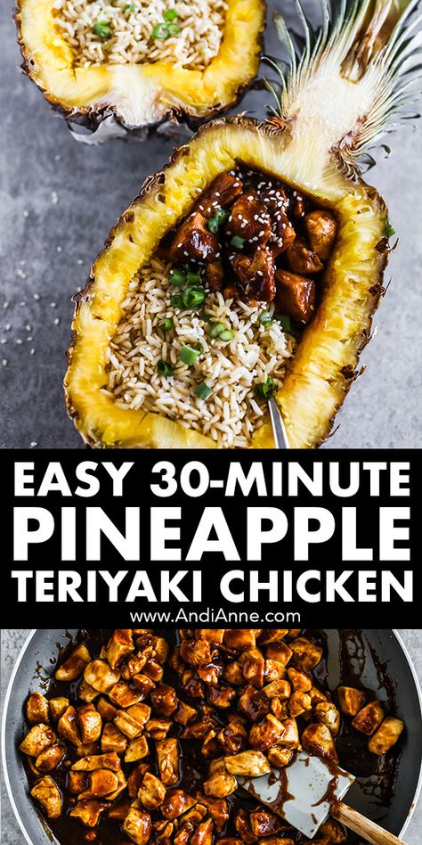 Pineapple Teriyaki Chicken Pineapple Chicken In Pineapple, Grilled Chicken Pinapple Recipes, Pine Apple Chicken Recipes, Dinner In A Pineapple, Teriyaki Chicken Pineapple Rice Bowl, Grilled Hawaiian Chicken Teriyaki Bowls, Pineapple Meals Dinners, Pineapple Chicken Skillet, Hawaiian Chicken With Pineapple