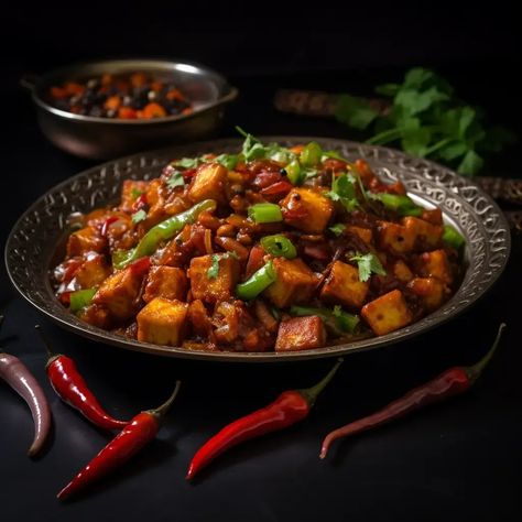 Chilli Paneer is a beloved Indo-Chinese dish that marries the flavors of Indian paneer (cottage cheese) with the bold and savory notes of Chinese cuisine. This dish is celebrated for its tender chunks of paneer, which are stir-fried with a medley of colorful bell peppers, onions, and a tangy and spicy sauce. Chilli Paneer is known for its tantalizing taste, making it a popular choice among vegetarians and non-vegetarians alike. Chilli Paneer Recipe, How To Make Chilli, Chilli Paneer, Food Photography Composition, Food Shoot, Red Chili Sauce, Paneer Recipe, Photography Composition, Space Illustration