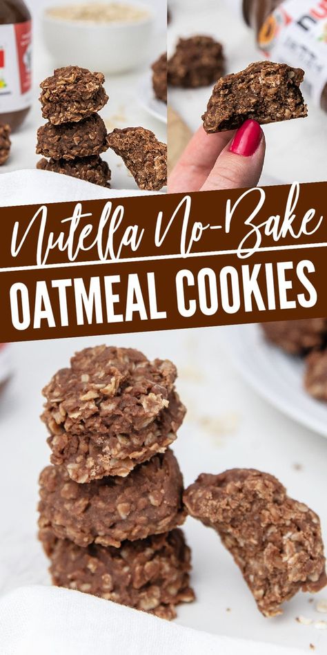 Nutella No-Bake Oatmeal Cookies Nutella Oatmeal Cookies, Nutella No Bake Cookies, Nutella No Bake, Nutella Oatmeal, Oatmeal No Bake, No Bake Cookies Recipe, Oatmeal No Bake Cookies, Cookies No Bake, Baking Birthday Parties