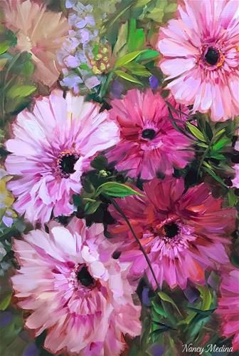 Nancy Medina, Flower Close Up, Oil Painting Tutorial, Slice Of Heaven, Acrylic Flowers, Flower Art Painting, Arte Floral, Fine Art Gallery, Original Fine Art