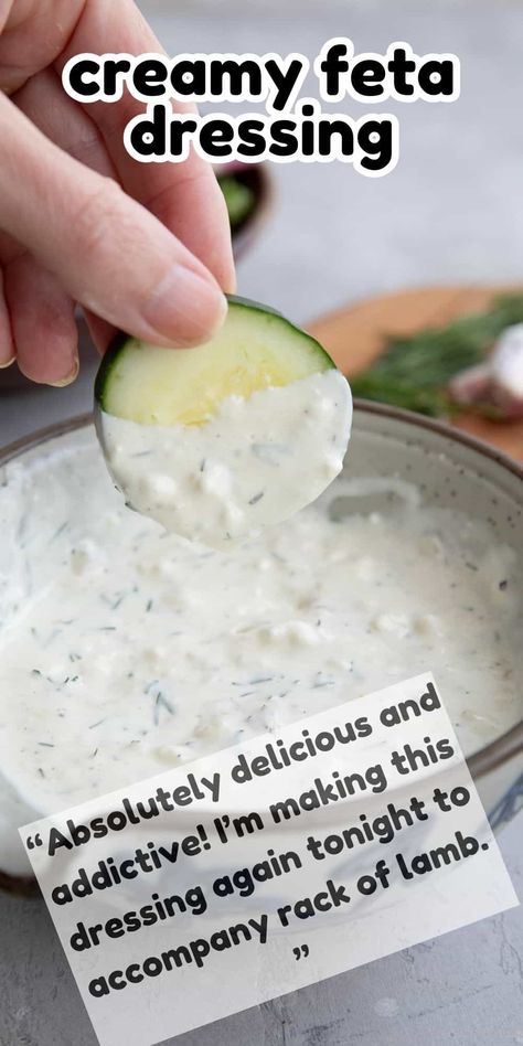 Feta Dill Dressing, Feta Salad Dressing Recipes, Feta Cheese Salad Dressing, Creamy Feta Dressing, Mediterranean Diet Dressing Recipes, Feta Vinaigrette Dressing, Acv Salad Dressing Recipes, Feta Cream Sauce, Keto Dressings For Salads