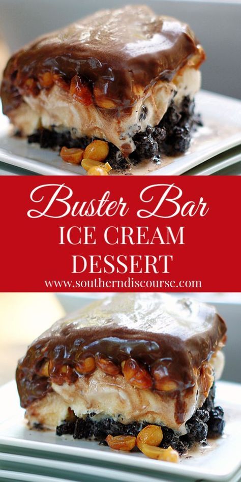 Buster Bar Ice Cream Dessert, Buster Bar, Buster Bars, Salted Peanuts, Ice Cream Cake Recipe, Ice Cream Dessert, Oreo Crust, Cold Desserts, Dairy Queen