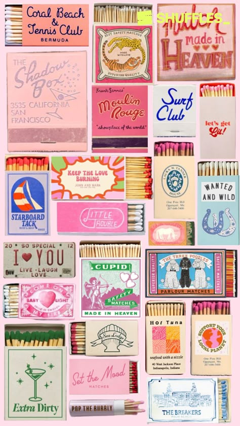 matchbox art Apartment Wall Decor, Love Com, Cupid Love, Matchbook Art, Matchbox Art, Safety Matches, California Surf, Collage Background, Art Collage Wall