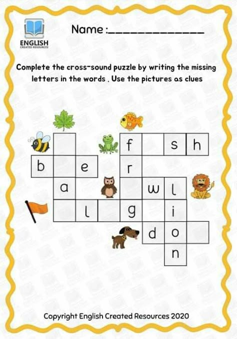 Cross Words Puzzle Worksheets, Vowels Kindergarten, Kids Math Activities, Phonics Cvc Words, Word Puzzles For Kids, Cross Word, Phonics Reading Passages, School Kids Activities, Reading Comprehension For Kids