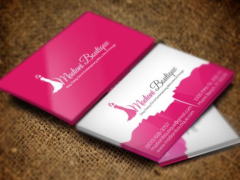 Madiani Boutique Business Card by Shuja Business Card For Clothing Brand, Boutique Visiting Card Designs, Boutique Business Cards Ideas, Business Card Design Creative Ideas, Fashion Business Card, Boutique Business Cards, Photoshop Tutorial Typography, Marriage Cards, Boutique Business