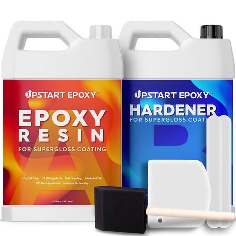 Upstart Epoxy is a premium grade epoxy made in the USA! Versatile for any project and backed by our 100% satisfaction guarantee! Epoxy Resin Supplies, Seni Resin, Clear Casting Resin, Resin Table Top, Crystal Clear Epoxy Resin, Epoxy Countertop, Clear Epoxy Resin, Epoxy Resin Table, Resin Supplies