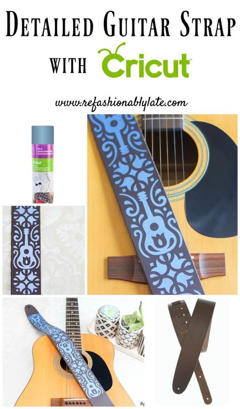 Detailed Guitar Strap with Cricut - www.refashionablylate.com Guitar Straps Diy, Diy Paint Projects, Cricut Explore Air 2, Diy Projects For Kids, Diy Dollar Store Crafts, Cricut Explore Air, Diy Home Decor On A Budget, Stencil Diy, Diy Youtube