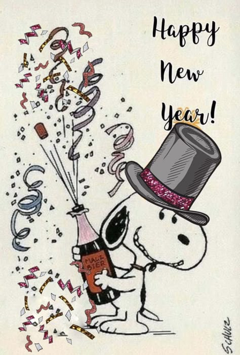 Happy New Year 2024 Snoopy, Snoopy Happy New Year, Snoopy New Year, Snoopy Christmas Tree, Happy New Year Funny, Snoopy Easter, Snoopy Party, Happy Day Quotes, Happy New Year Pictures