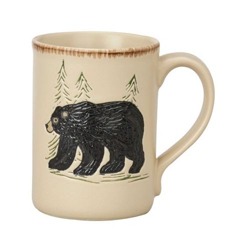 Park Designs Rustic Retreat Bear Mug Set Sgraffito Designs, Ceramic Bear, Stash Tea, Bear Mug, Beige Ceramic, Rustic Retreat, Park Designs, Pottery Techniques, Parking Design