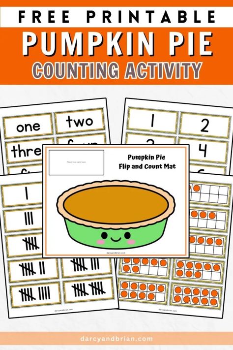 Printable Pumpkin Pie Counting Activity for Kids Kids Fathers Day Crafts, Math Exercises, Counting Activity, Valentine's Day Crafts For Kids, Diy Baby Clothes, Thanksgiving Crafts For Kids, Activities For Children, Valentine Crafts For Kids, Themed Activities