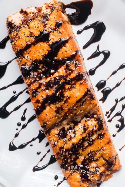 Balsamic Glazed Salmon In 30 Minutes 1 Salmon Balsamic, Salmon Balsamic Glaze, Balsamic Glazed Salmon, New Meal Ideas, Sweet Glaze, Glazed Salmon, Balsamic Glaze, New Menu, Salmon Fillets