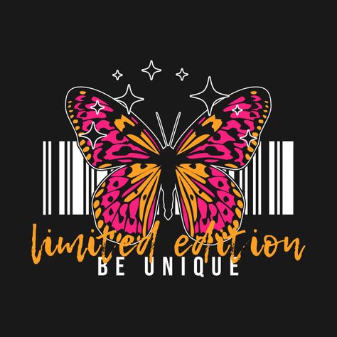 Be Unique - Butterfly - T-Shirt | TeePublic Butterfly T Shirt Design, T Shirt Design Ideas Creative, Unique Tshirt Designs, Trendy Short Sleeve T-shirt With Butterfly Print, Trendy Cotton T-shirt With Butterfly Print, Multicolor Casual T-shirt With Butterfly Print, Cheap Cotton T-shirt With Butterfly Print, Unique Butterfly, Butterfly Printable