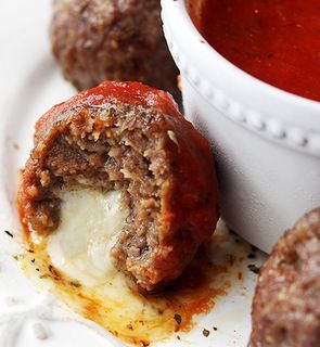 Cheese Stuffed Meatballs ~great way to surprise my kids or have them help me make~ Stuffed Meatballs, Hamburger Dishes, Mozzarella Stuffed Meatballs, Cheese Stuffed Meatballs, Dry Mixes, Slow Cooker Meatballs, String Cheese, Cheese Sticks, Cheese Stuffed