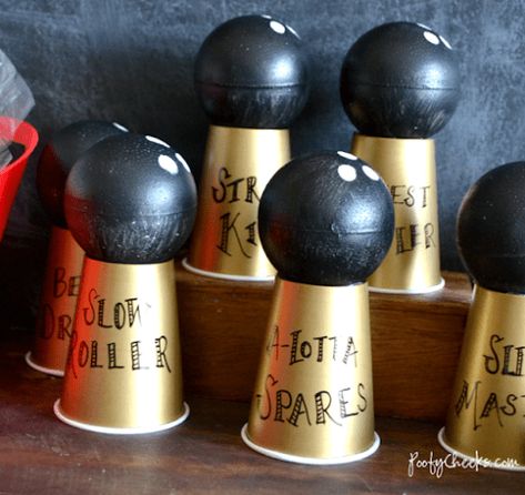 Bowling Birthday Party Tips and Ideas Bowling Party Awards, Bowling Party Food Ideas, Bowling Tournament Ideas, Bowling Trophy Ideas, Bowling Awards Funny, Funny Bowling Awards, Bowling Favors, Party Ideas 21st Birthday, Bowling Prizes