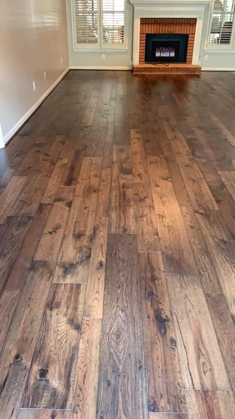 Monterey Collection Casita Hickory Hickory Floors, Wood Flooring, Convert Garage To Room, Concrete Floors Diy, Hardwood Plank Flooring, Cozy Farmhouse Living Room, Hickory Flooring, Family Room Makeover, Log Cabin Ideas