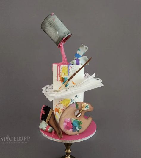 Cake For An Artist, Painter Cake, Cake Designs For Kids, Artist Cake, Cake Design Inspiration, Cars Birthday Cake, Butterfly Birthday Cakes, Gravity Cake, Art Cake