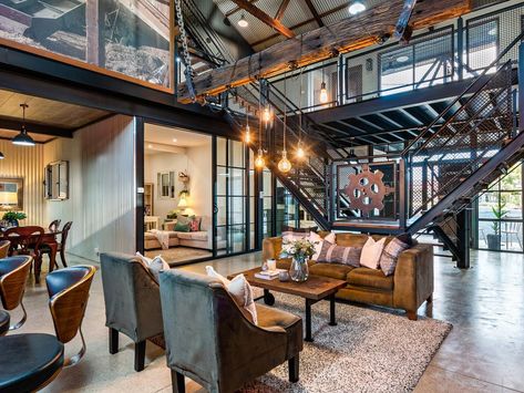 A historic shed converted into a unique house has been getting a swell of interest – and could be country Australia’s answer to the trendy inner city warehouse conversion. Shed Turned House, Hay Shed, Bush Retreat, Converted Warehouse, Drying Room, Warehouse Conversion, Farm Shed, Warehouse Home, Shed Home