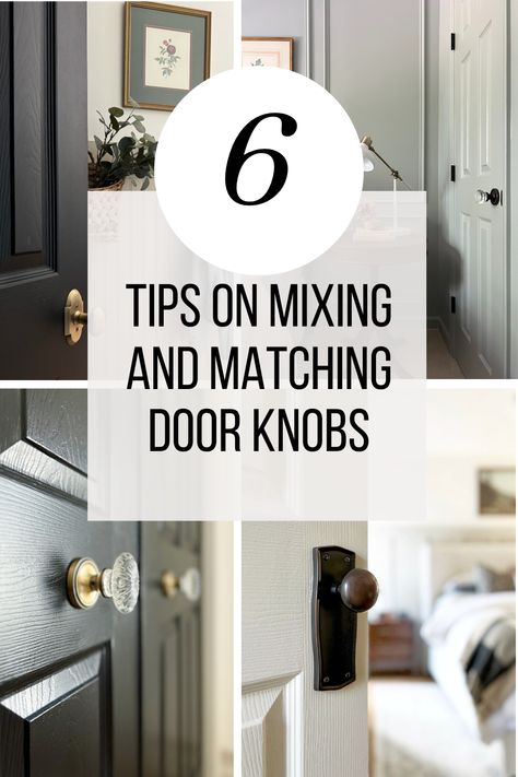 When it comes to enhancing the overall style and visual interest of your home there is one thing I believe to be crucial… and that’s the details! I feel like one detail that’s often overlooked and that you’ll rarely find people talking about is door knobs! But let’s take it a step further… What about mix and match door knob styles? Door Knobs Versus Handles, Black Interior Doors And Hardware, Craftsman Interior Door Knobs, Black Door And Black Hardware, Mixed Metals Door Hardware, Cottage Door Knob, Farmhouse Door Handles Interior, Mixing Door Knobs, Transitional Door Knobs