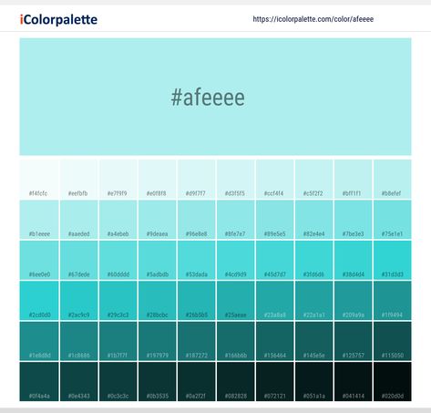 Pale Turquoise Color | afeeee information | Hsl | Rgb | Pantone Pantone Color Book, Space Information, Pantone Color Chart, Rgb Color Codes, Turquoise Color Palette, Pantone Palette, Hex Color, Beige Color Palette, Red Colour Palette