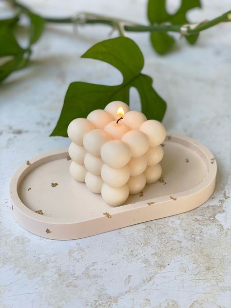 BUBBLE SOY WAX STATEMENT CANDLES  Scent: unscented Size: 5cm x 5cm 5cm Approx Wax Weight - 150g Burn time: approx 15-20 hours  FEATURES *Made with 100% soy wax *Soy wax is derived from soy beans which are  vegan. Soy wax is both natural and biodegradable and also burns more cleanly than paraffin wax with less of a soot build up. *Hand-poured in Sydney ABOUT ASHWOOD & CO. Ashwood & Co. creates beautiful hand-poured 100% soy wax candles and wellness products in small batches WAX MOULD SAFETY *Thes Soy Beans, Floating Shelf Decor, Wax Molds, Cool Shapes, Easy Candles, Hand Candle, Candle Shapes, Paraffin Wax, Beautiful Candles