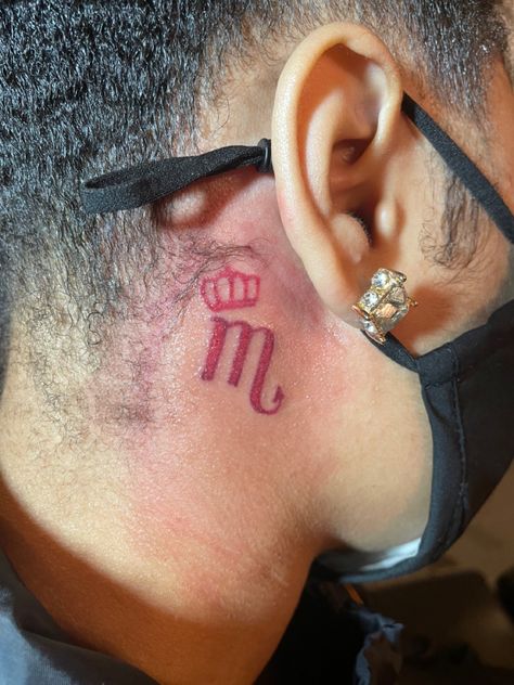 Scorpion On Hand Tattoo, Scorpio Tattoo Behind The Ear, Scorpio Neck Tattoos Women, Scorpio Behind Ear Tattoo, Scorpio Sleeve Tattoo Women, Scorpio Tattoo Black Women, Scorpio Sign Tattoos For Women, Scorpio M Tattoo, Scorpio Neck Tattoo