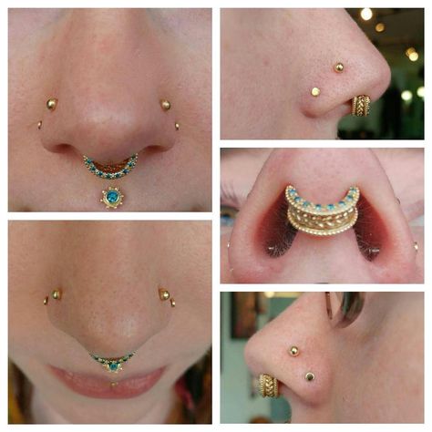 Black Diamond Body Piercing on Instagram: “Check out this ultimate piercer collab!! This nose belongs to our very own piercer @asauns . She's showing off her healed paired nostril…” Piercings Septum, Nostril Piercing, Nose Piercings, Septum Piercing, Nose Piercing, Piercing Jewelry, Black Diamond, Ear Cuff, Piercings