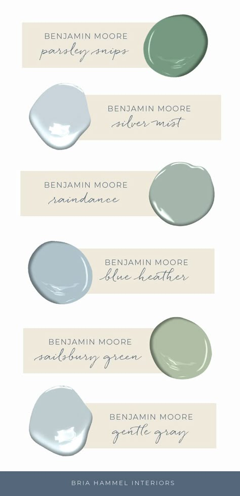 Sharing a few of the tried & true green and blue paint colors that we love! Natural Blue Paint Colors, The Best Blue Green Paint Colors, Meadow Green Color, Green Paint Colors For Sunroom, Blue Green Paint Colors 2023, Mixing Blue And Green Decor, Green With Blue Undertone Paint, In The Moment Paint Color, Green And Blue Paint Colors