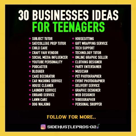 30 buisness ideas for students and teenagers you can start at home College Buisness Ideas, Small Business For Students, Small Bissness Idea For Students, Buisness Ideas At Home For Teens, Buisness Ideas Teen, Clothing Buisness Ideas, Startup Ideas For Students, Small Bussines Ideas For Teens, How To Start A Business As A Teenager