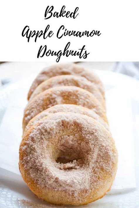 Sufganiyot Recipe, Baked Apple Cinnamon, Fall Bake Sale, Apple Doughnut, Baked Doughnut Recipes, Simmering Pot, Homestead Recipes, Doughnuts Recipe, Sweet Bakes