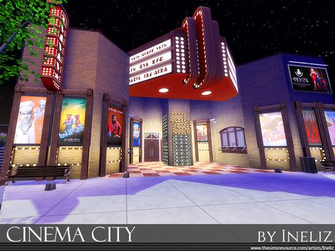 Theater Bloxburg, Roblox Bloxburg Movie Theater Ideas, Bloxburg Cinema Ideas, Movie Theater Bloxburg, Cinema Decals Bloxburg, Cinema Building, Cinema Exterior, Bloxburg Theatre, Bloxburg Arcade