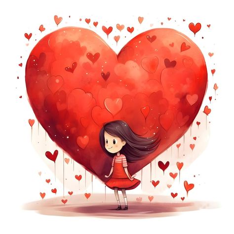 Photo cute heart digital art design in v... | Premium Photo #Freepik #photo Give Heart Cartoon, Heart Cute Illustration, Heart Illustration Graphics, Cute Heart Clipart, Heart Digital Art, Cartoon Hearts, Sending Lots Of Love, Photo Cute, Vibrant Watercolor