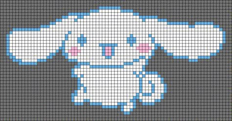 Bunny Alpha Pattern, Sanrio Alpha Pattern, Pastel Character, Grid Inspiration, Pixel Grid, Cross Stitch Geometric, Quick Crochet Patterns, Pixel Crochet, Pixel Art Grid