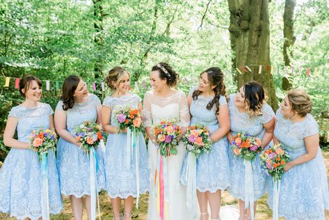 Bride Bridal Strapless Sweetheart Neckline Lace Jacket Sleeves Powder Baby Blue Bridesmaids Tea Length Lace Dress Multicoloured Bouquet Ribbon Spring Cottage Rivington Wedding Emma B Photography #Powder #Baby #Blue #Bridesmaids #Tea #Length #Dress #Lace #Multicoloured #Flowers #Bouquet #Ribbon #wedding Baby Blue Bridesmaids, Multicoloured Bouquet, Tea Length Lace Dress, Baby Blue Wedding Theme, Lace Tea Length Dress, Baby Blue Weddings, Bouquet Ribbon, Spring Cottage, Jacket Sleeves