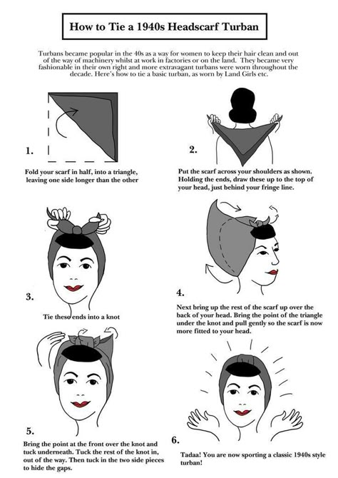 Finally someone's helping the lover of all things 1940s fashion out!        Khloe         This Domestic Life Blog How To Tie A 1950s Head Scarf, 50s Headscarf, 50s Head Scarf, Rockabilly Fashion Outfits, 1940s Hair Scarf Head Wraps, 50s Head Scarf Vintage Fashion, 1940s Head Scarf, 1940 Hairstyles, 1940s Accessories