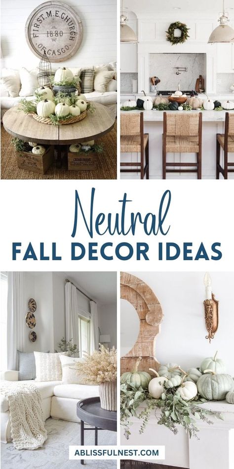 Embrace the cozy elegance of fall with neutral decor that blends seamlessly with your space. Think soft beiges, warm taupes, and gentle grays to create a soothing autumn ambiance. Add touches of natural textures and simple accents like woven baskets and muted candles to keep things stylish and serene. #neutralfalldecor #homedecor #falldecorinspiration Neutral Fall Decor Living Rooms, Muted Fall Decor, White Fall Decor Ideas, White Fall Decor, Neutral Fall Decor Ideas, Autumn Ambiance, Earthy Greens, White Autumn, Fall Mantle