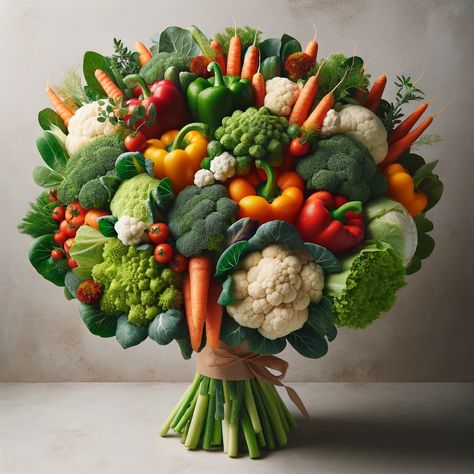 Vegetable Flower Bouquet, Vegetable Bouquet Wedding, Vegetable Flower Arrangement, Vegetables Bouquet, Fruit Basket Diy Gift, Easy Thanksgiving Decorations, Fundraiser Food, Vegetable Bouquet, Food Bouquet