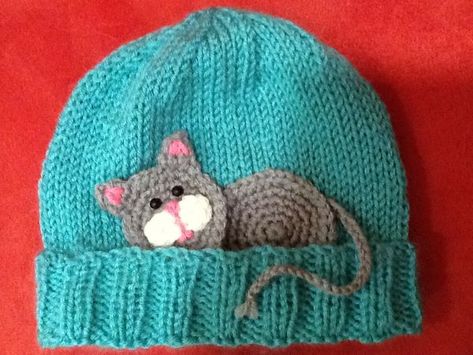 Knit Appliques Free Pattern, Children�’s Knitted Hats, Whimsical Hand-knitted Hats, Animal Child Hats Knitting Patterns, Whimsical Hand Knitted Hats, One Size, Girls Knit Hat, Crochet Baby Cap, Knitted Hats Kids, Crochet Baby Hat Patterns