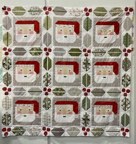 St Nick Christmas Eve Quilt Kit 79.5x79.5 Charm Pack Patterns, Santa Quilt, Layer Cake Patterns, Jelly Roll Patterns, Christmas Quilt Patterns, Hat Print, Face Print, St Nick, Christmas Quilt