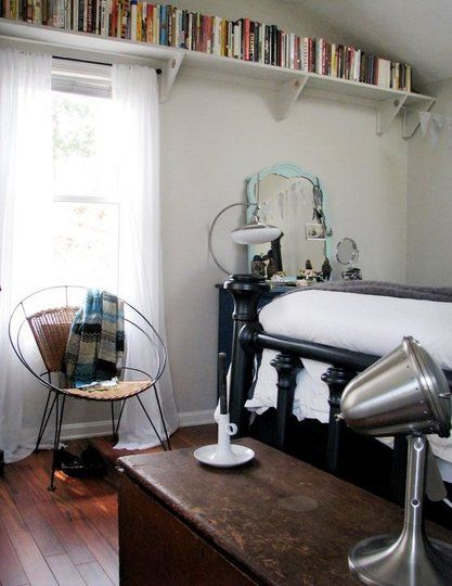 Storage Bookshelf, Ceiling Shelves, Cape Cod Cottage, Bookshelves In Bedroom, Tiny Apartments, White Shelves, Updating House, Small Apartment, Book Shelf