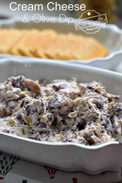 Cream Cheese Olive Spread, Cream Cheese And Olive Spread, Green Olive Dip Recipe, Olive Dip Recipe Appetizers, Olive Dip Cream Cheese, Black Olive Dip Recipe, Olive Cream Cheese Dip, Black Olive Recipes, Olive Cream Cheese Spread