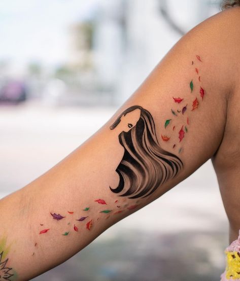 Pocahontas piece 🍃 🍁 🍃 | Instagram Pochantas Tattoo Pocahontas, Pocahontas Leaves Tattoo, Pocohantas Tattoo Ideas, Pocahontas Tattoos, Pocahontas Tattoo Ideas, Indiana Jones Tattoo, Lion King Tattoo Ideas, Disney Tattoos Pocahontas, Tarzan Tattoo