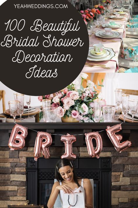 Find everything you need to decorate a bridal shower to celebrate the bride! These bridal shower decoration ideas work for all sorts of bridal shower themes, venues, and brides. Bridal Shower Couch Decor, Ideas For A Bridal Shower Party, Bridal Shower Fireplace Decor, Bridal Shower For Older Bride, Bridal Shower Mantle Decor, Bridal Shower Fireplace, Wedding Shower Decorations Ideas, Bridal Shower Set Up Decor, Home Bridal Shower Ideas