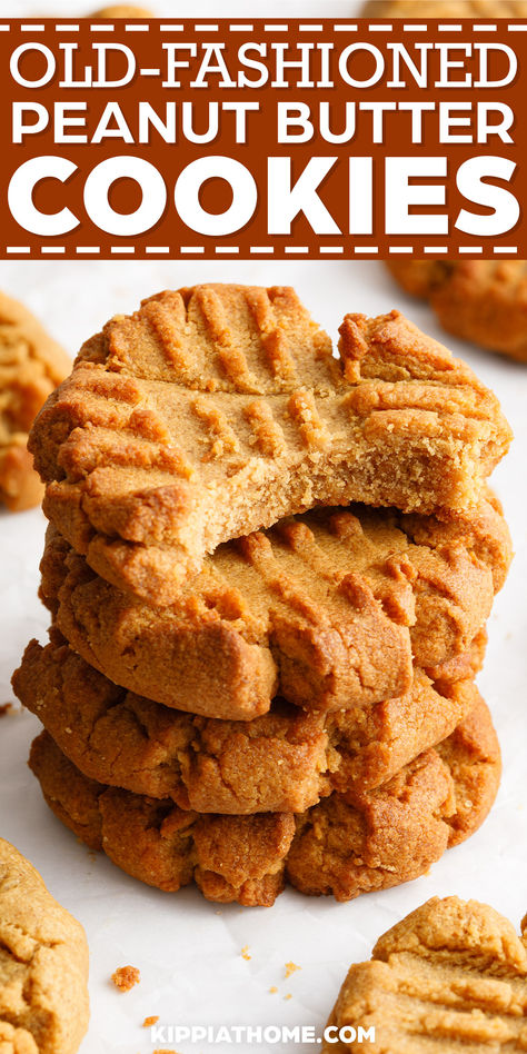 Stack of three peanut butter cookies Recipes Treats, Homemade Peanut Butter Cookies, Butter Cookies Easy, Soft Peanut Butter Cookies, Cookies Homemade, Best Peanut Butter Cookies, Classic Peanut Butter Cookies, Easy Peanut Butter Cookies, Chewy Peanut Butter Cookies