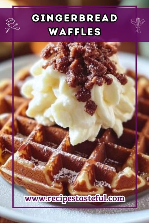 Deliciously spiced gingerbread waffles served with a sweet and tangy orange syrup, perfect for a cozy breakfast or brunch. Orange Waffles Recipe, Gingerbread Waffles, Gingerbread Waffles Healthy, Gingerbread Waffles Easy, Waffle Recipe Pumpkin Spice, Pumpkin Waffles With Apple Cider Syrup, Fluffy Waffles, Orange Syrup, Waffle Iron