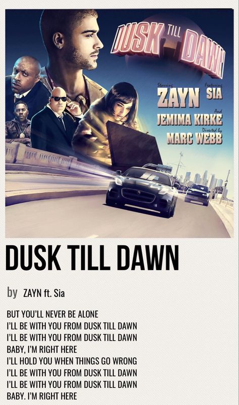 Song Posters The Weeknd, Playlist Poster, Sia Poster, Zayn Malik Dusk Till Dawn, The Weeknd Album Cover Dawn Fm, Dusk Till Dawn Spotify, From Dusk Till Dawn Movie Poster, Sia Songs, Bedroom Collage